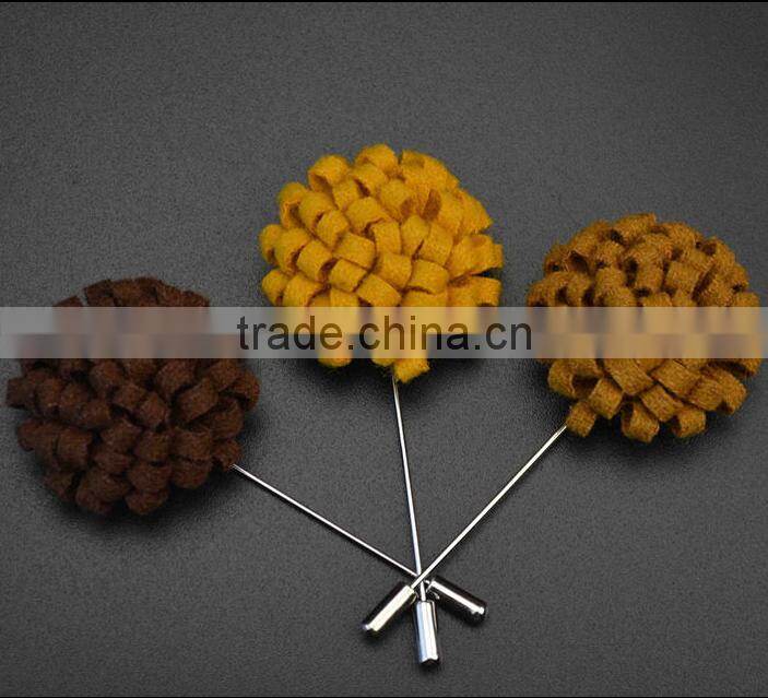 Handmade Men's Flower Lapel Pin 1.3" Wool Felt Boutonniere Stick Pin ML14