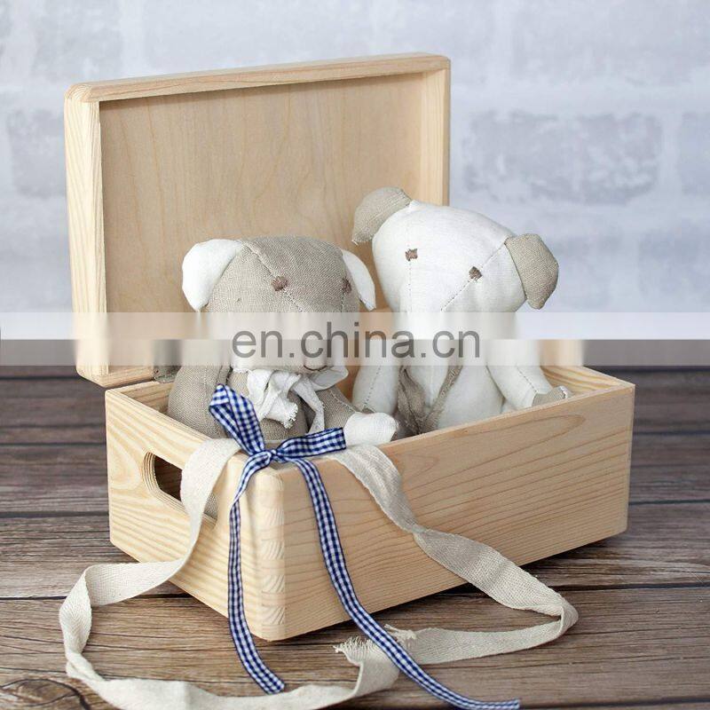 Keepsake Wood Plain Unpainted Large Wooden Box Storage Chest