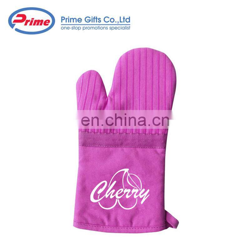Multi Color Custom Printed Double Oven Mitt with Silicone Stripes