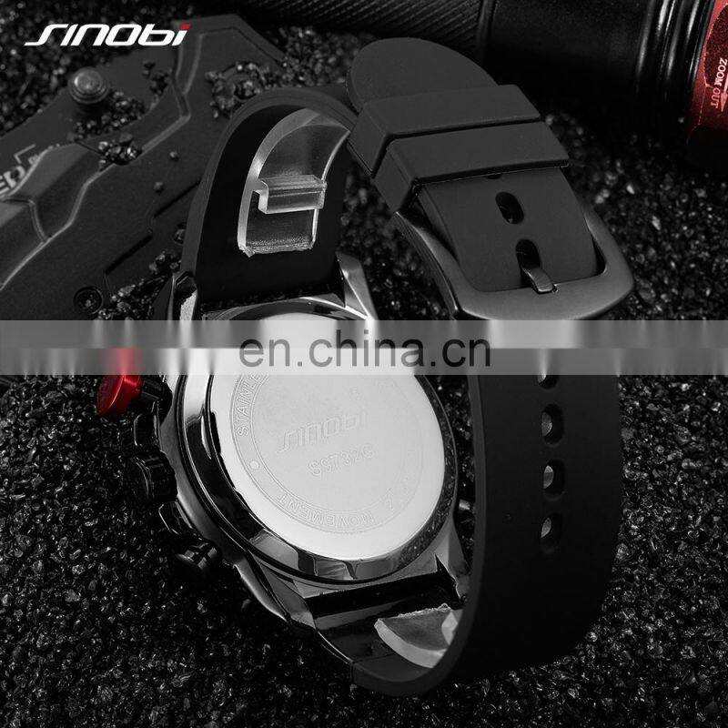 SINOBI 9732 Men's Silicone Bands Bracelet Digital Sport Watches Custom Waterproof Alarm Week Time Watch For Men
