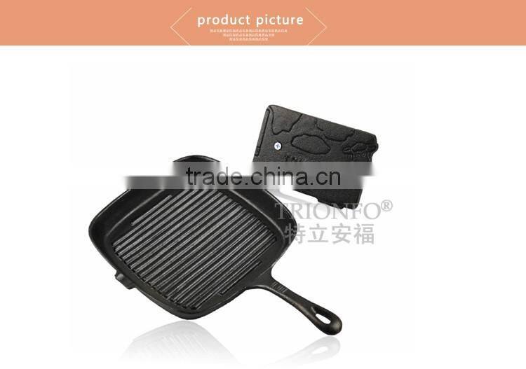 TRIONFO thread interior bottom Black pre-seasoned cast iron sizzling pan