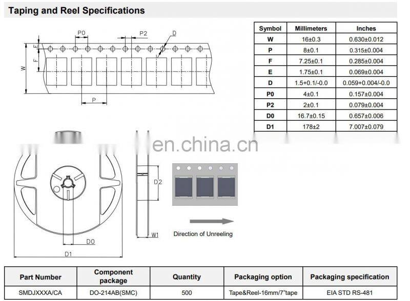 Ruilon Transient Suppression Diode TVS Diode SMDJ Transient Voltage Suppressors Diodes
