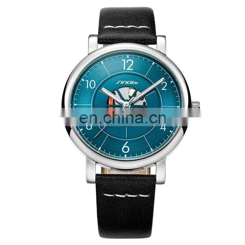 SINOBI Classic Wristwatch S9843G Stainless Steel Man Watch relogio Custom Logo Hollow Out Dial Watches Montre Homme