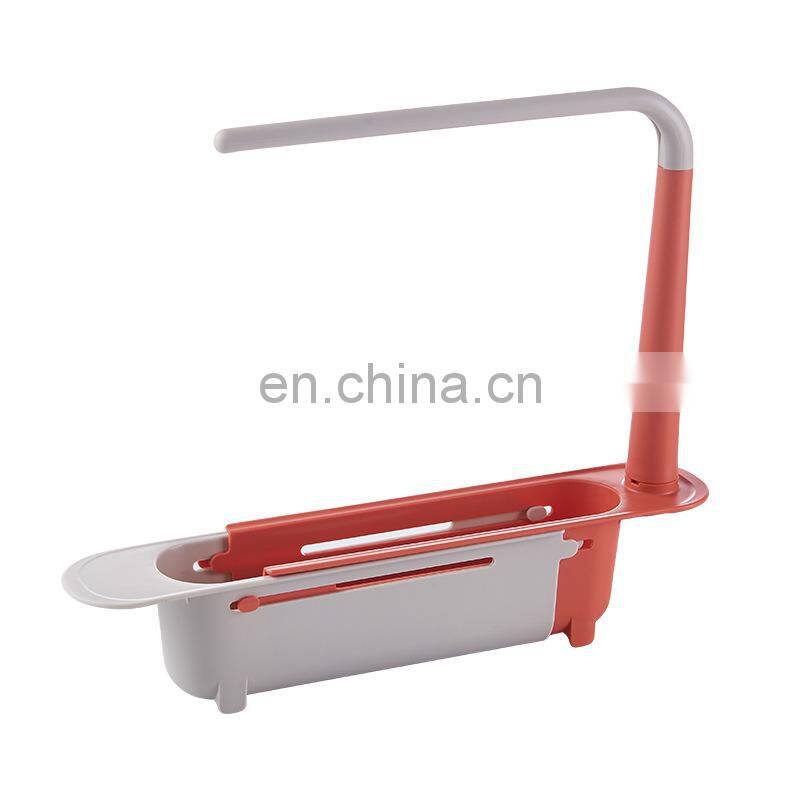 Telescopic Sink Shelf Kitchen Sink Organizer Soap Sponge Holder Towel Drain Rack Storage Basket Kitchen accessories gadget
