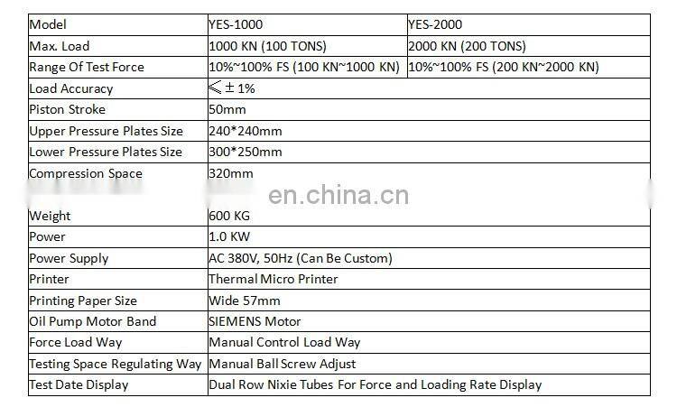 100kn 300kn Brick Test/Test Lab/Concrete cube compression testing machine