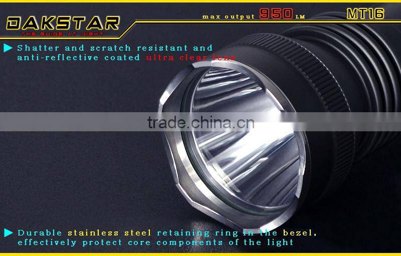 DAKSTAR MT16 XML T6 950LM 18650 High Power Deep Reflector CREE LED Police Tactical Flashlight Rechargeable Torch
