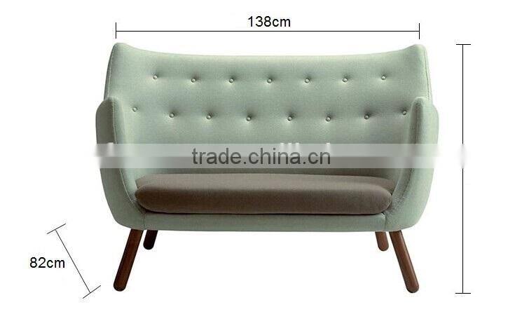 2 seats Finn Juhl wood legs Pelican chair