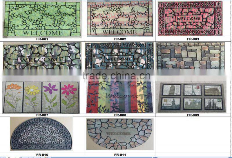 nonslip backing heavy-duty recycled flocked rubber welcome door mat