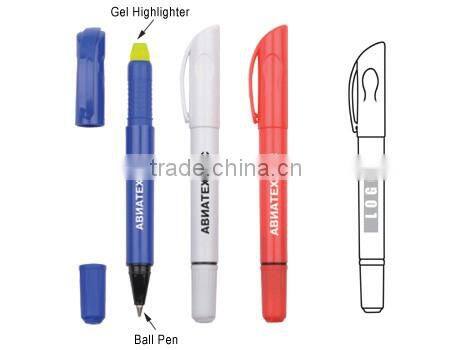Gemini Pen Highlighter Yellow Gel Crayon Ink and Black Ball Pen 2 in 1 Customized Gift