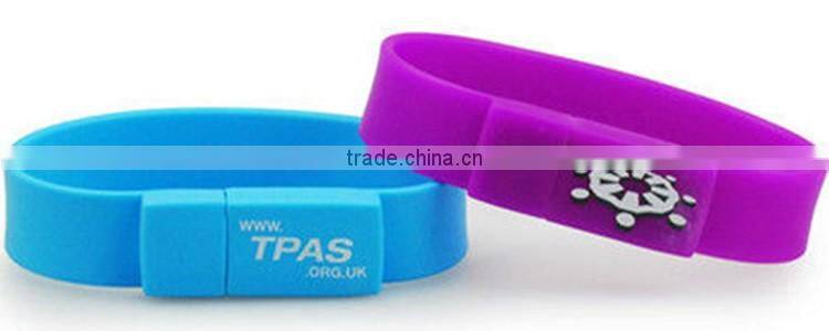 Customized 4gb / 8gb / 32gb Silicone Wristband USB Drive For Gifts