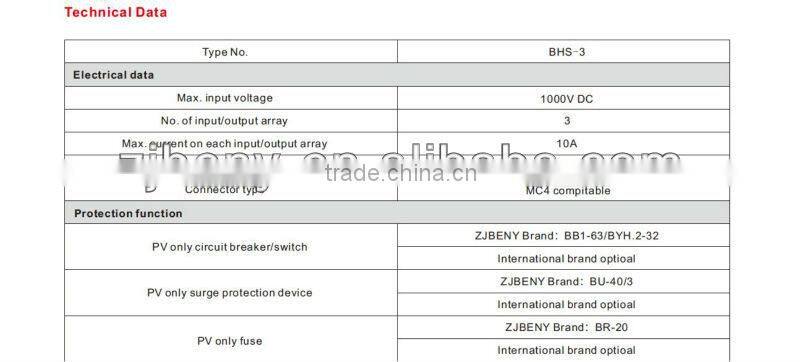 3 in 1 out PV solar String box for Residential solar system
