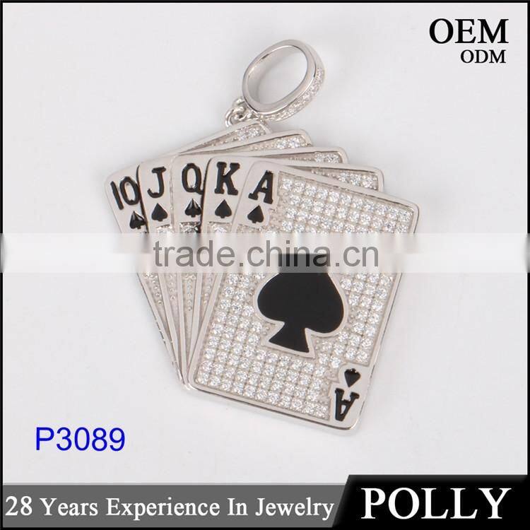Newest model hip hop playing card pendant 10k gold plating two tone jewerly