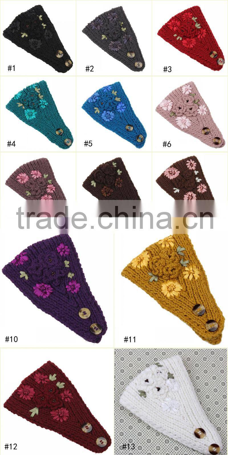 Fashion Charm Ladies Winter Hand Knitting Lace Flower Head Band