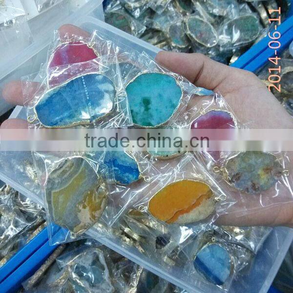 JF8607 Newest style gold plated agate geode connectors,drusy agate bar connectors
