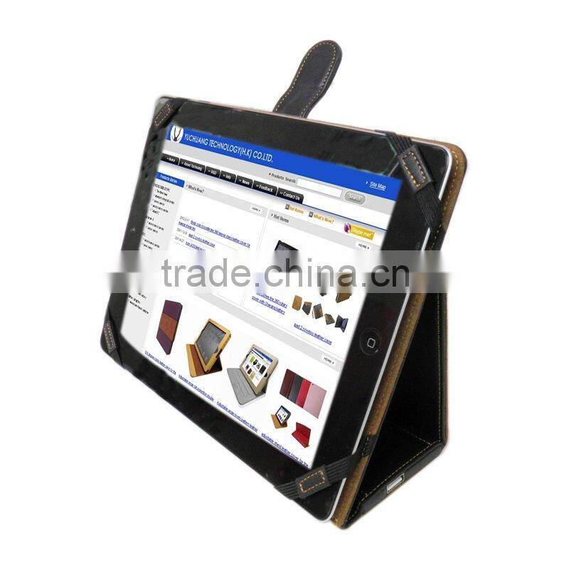 Leather Pouch Case Smart Cover Jacket w/ Stand for the New iPad 3 BLK 01
