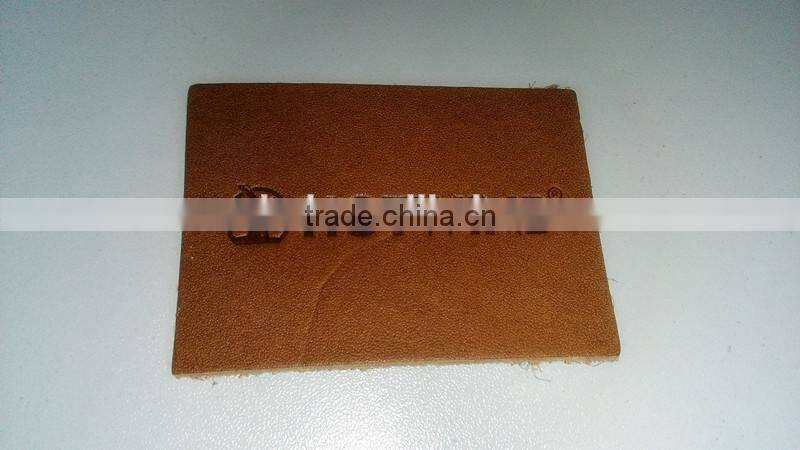 leather patch for garment, debossed printed/genuine leather label
