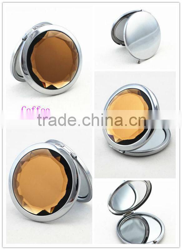 Fahion blue crystal pocket mirror cosmetic mirror compact mirror