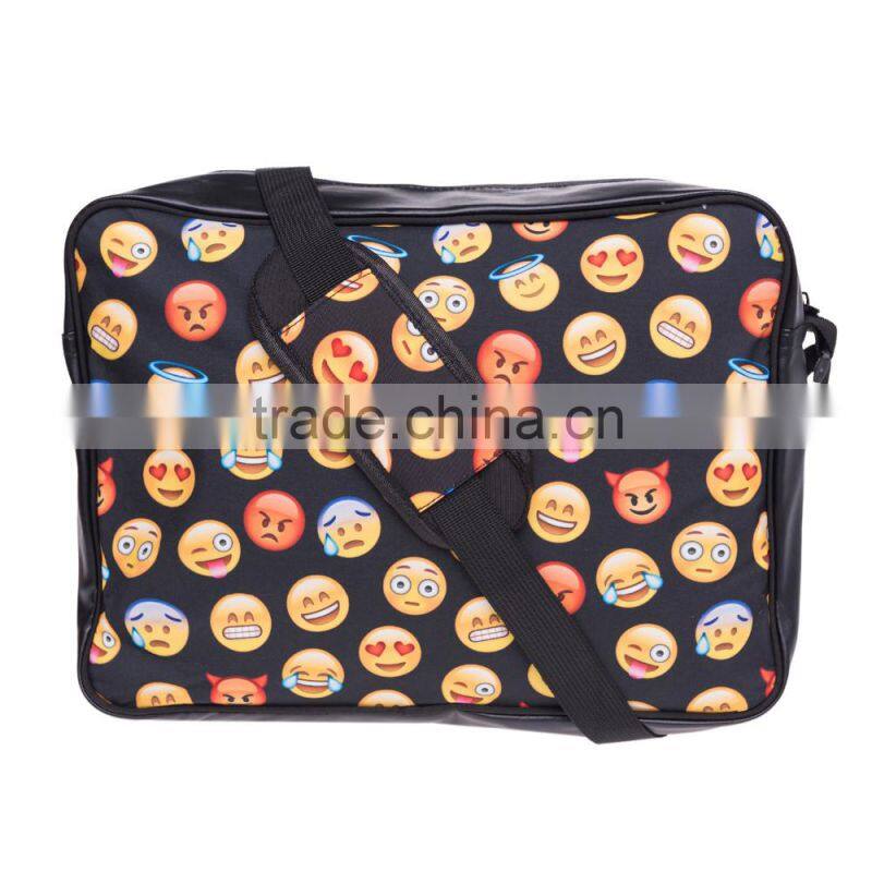 2016 hot fashion 3D emoji printing one side leather courier bags Shoulder bag message bags