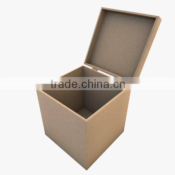 unfinished wood craft square box with cover