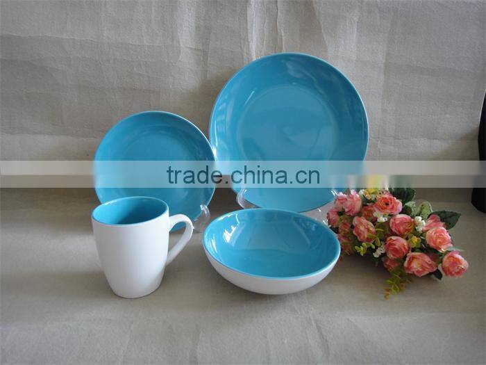 new design products 16pcs double glazed melamine stoneware dinner set