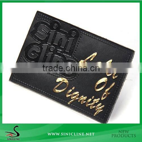 Sinicline Custom made debossed leather label for jeans in different color