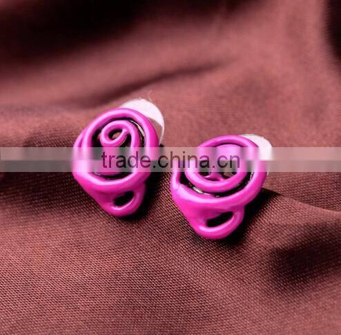 New design elegant enamel stud earring funky earrings for girls/