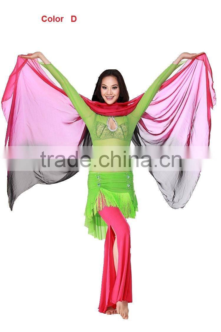 Elegant real silk belly dance veil in gradation colors for ladies wear in practice or performance (SJ003)