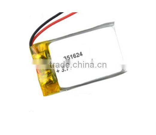 lithium polymer rechargeable battery / 351624 Li polymer Rechargeble battery 3.7v 100mah