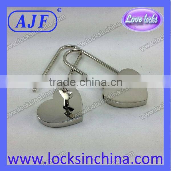 AJF Black Long Bow Heart shaped Love Padlock - Top quality (Lovelock, Gift, Liebesschloss, love lock, wishlock, cadenas d'amour