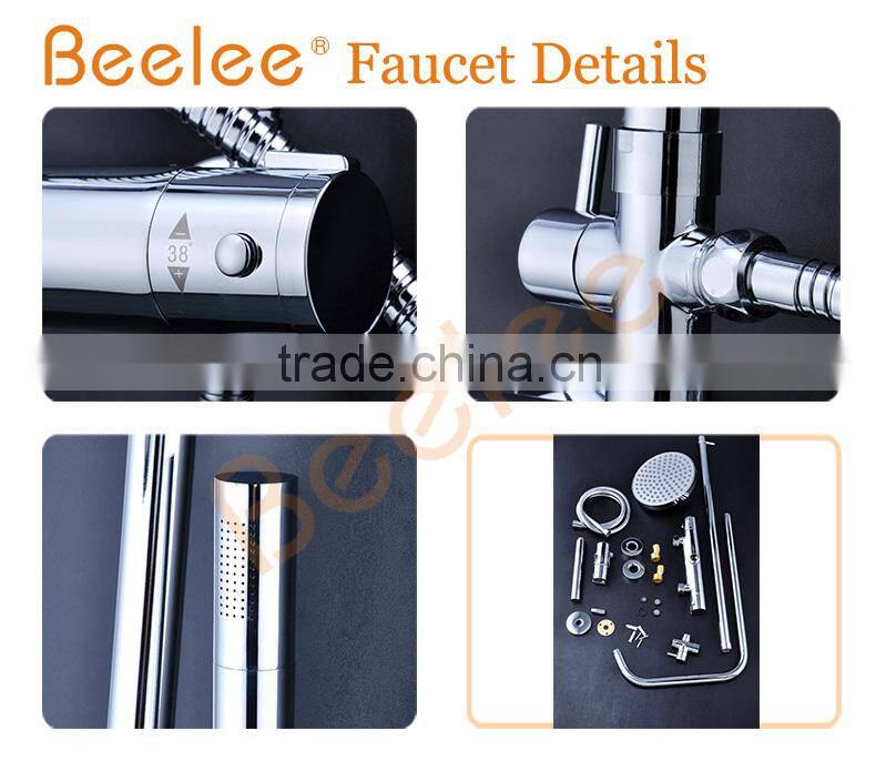 Solid brass thermostatic shower set with top shower hand handle shower