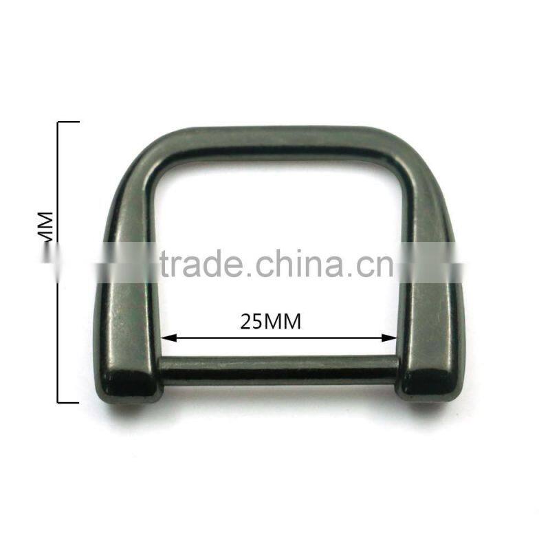 Manufacture metal black strap keeper rectangle buckle internal 25mm