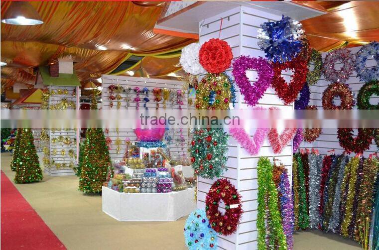 2015 Promtional Artificial PET Tinsel Wreath in Green Color