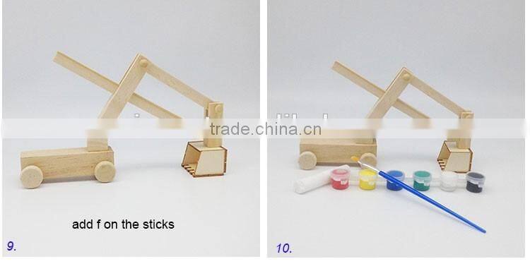 educational wooden puzzle excavator assemble toy
