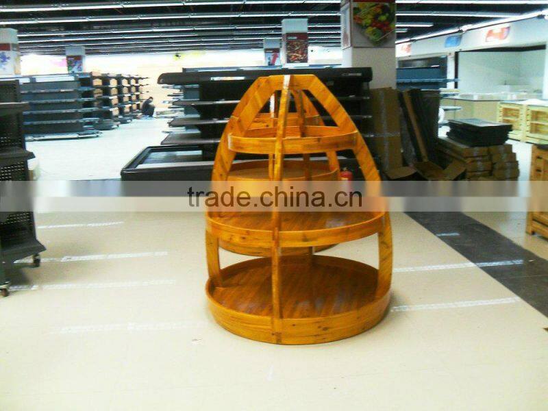AL-SM055 Supermarket vegetable/ fruit /cake wood display shelves hot sale