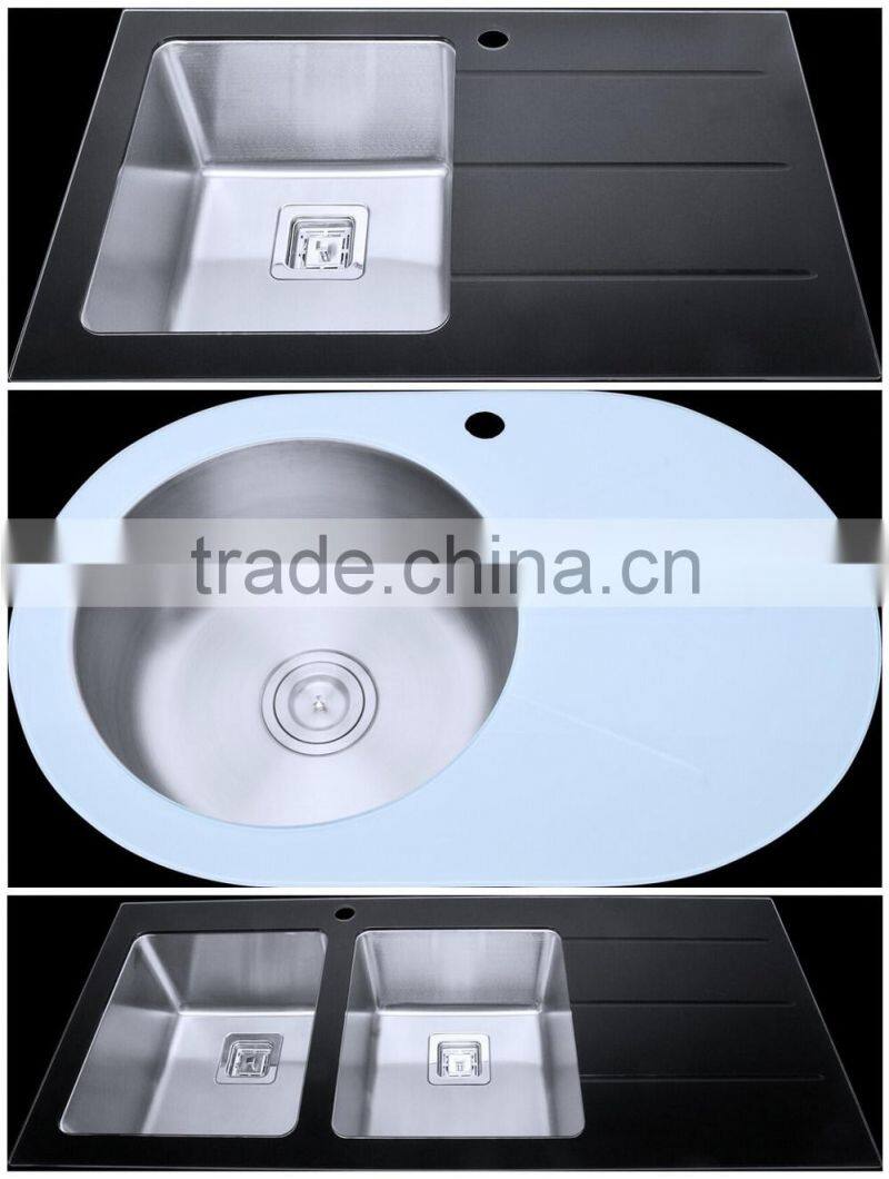 Countertop stainless steel washroom glass basin