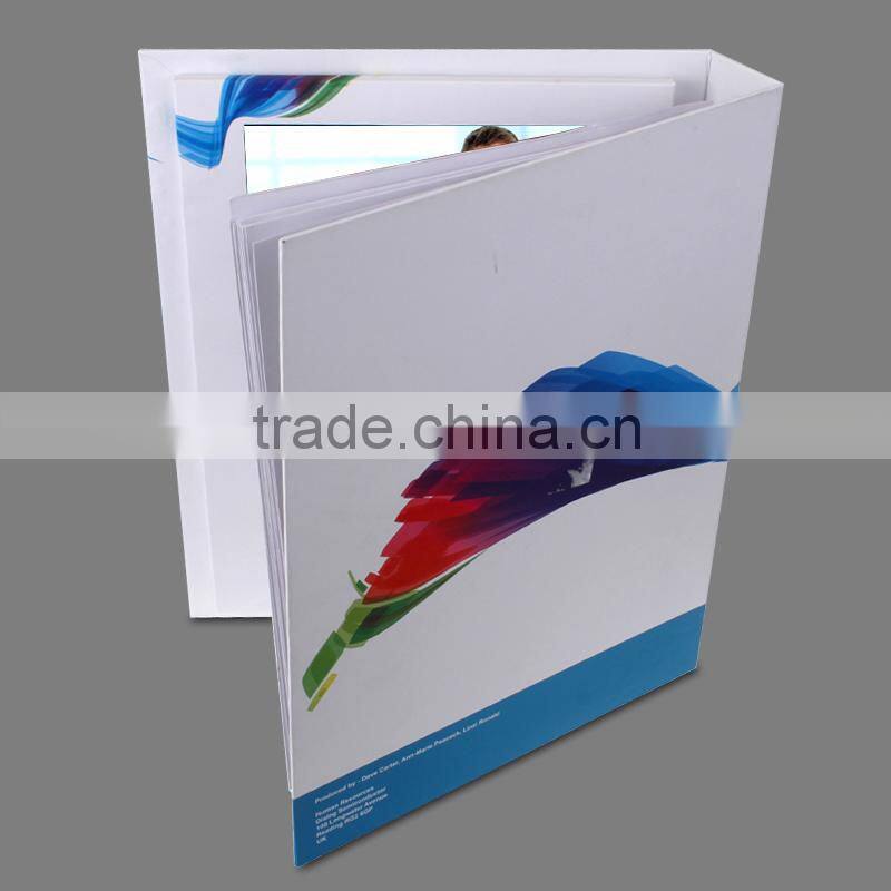 artificial handmade 7inch lcd video ring binder ,video folder with lcd ,custom video brochure