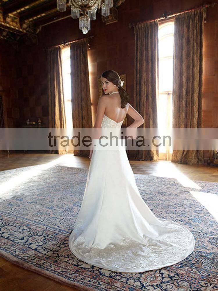 Popular Sale scoop pearl lace embroidered wedding dress