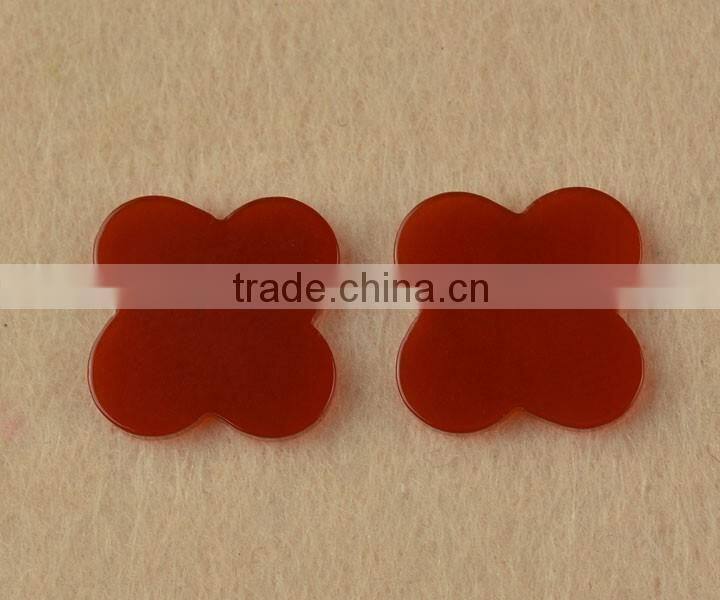 Factory wholesale flat back flower shape polished raw natural red agate