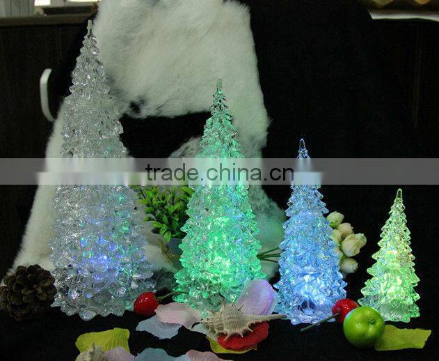 Led acrylic christmas tress battery operated flameless christmas tree paraffin wax light christmas vners for decoration