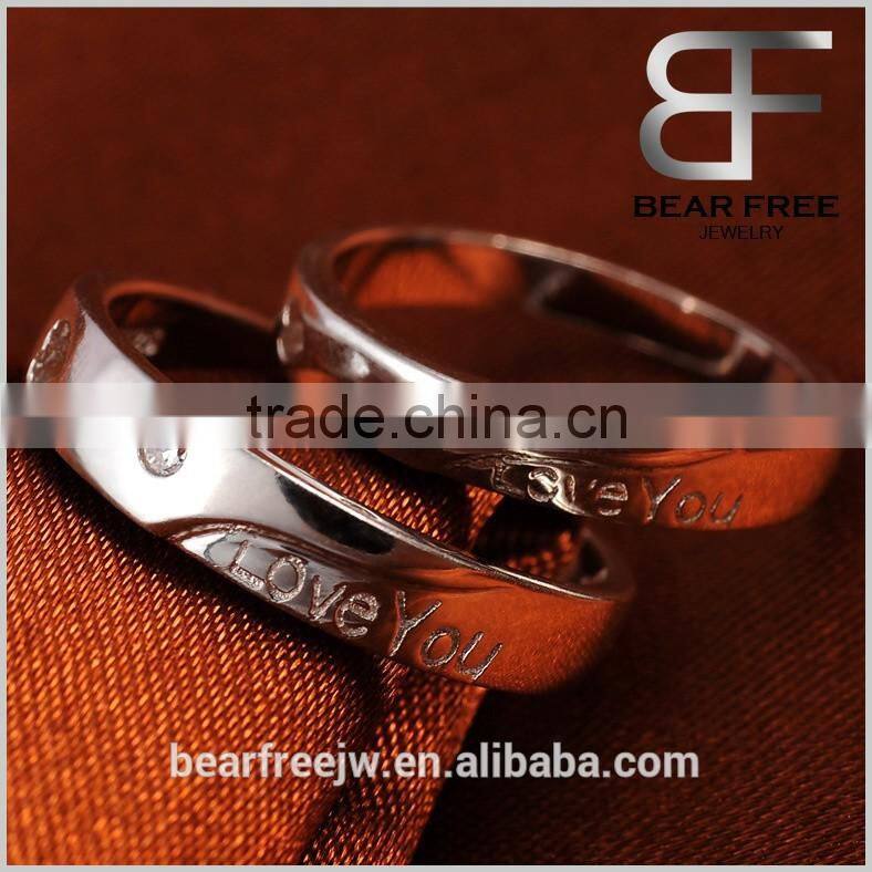 Fashion 925 Sterling Silver " Love You" Couples Promise Ring Mens Womens Engagement Wedding Bands