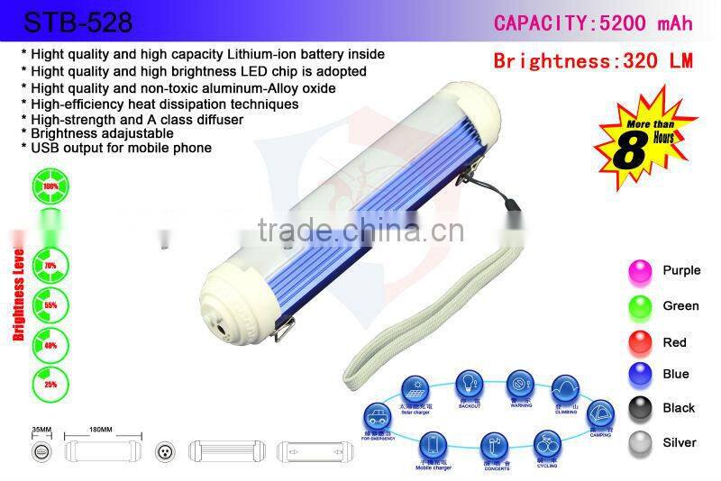 IP65 Waterproof LED Light Stick Emergency Charger Portable Flashlight Torch Camping Outdoor Lamp+Power adapter