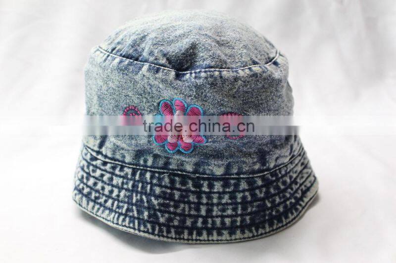 Comfortable funny jean embroidery kids bucket hats