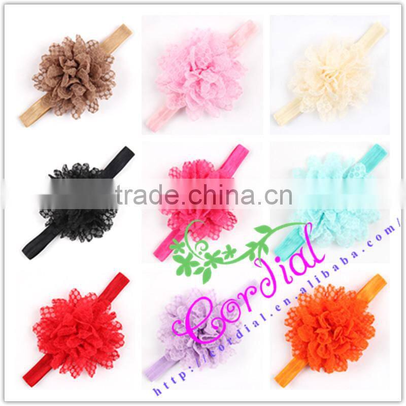High Quality Cheap Wholesale Girls Tulle Mesh Flower Baby Hair Bands