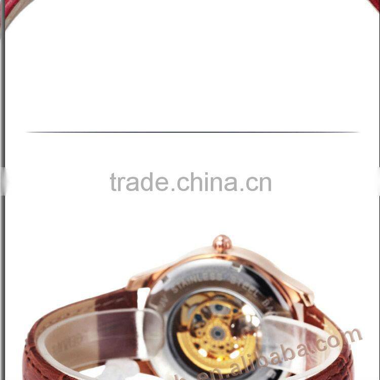 Genuine Leather Nice Peacock Dial Fashion Wrist Watch