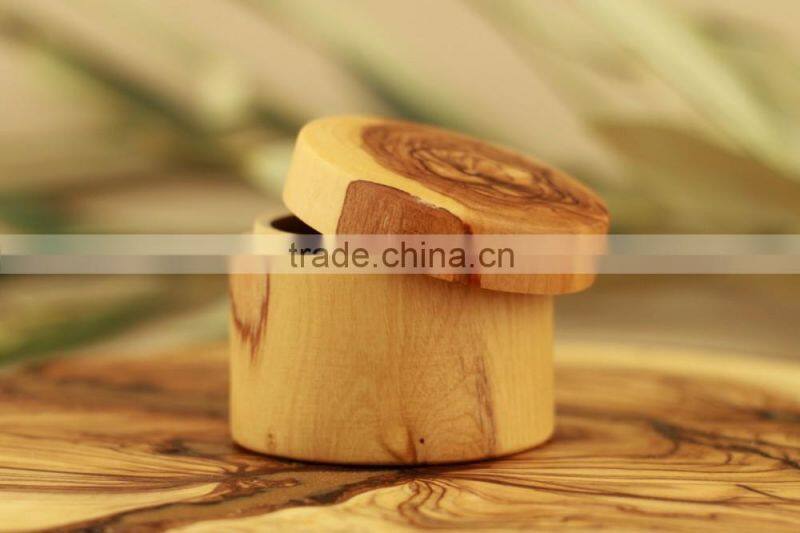 Olive Wood Carved Round Box
