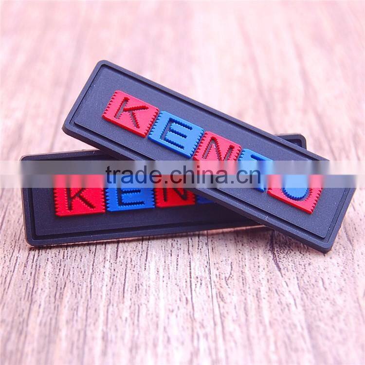 Private indonesia red shield shape pvc label for suitcase flannel shirt