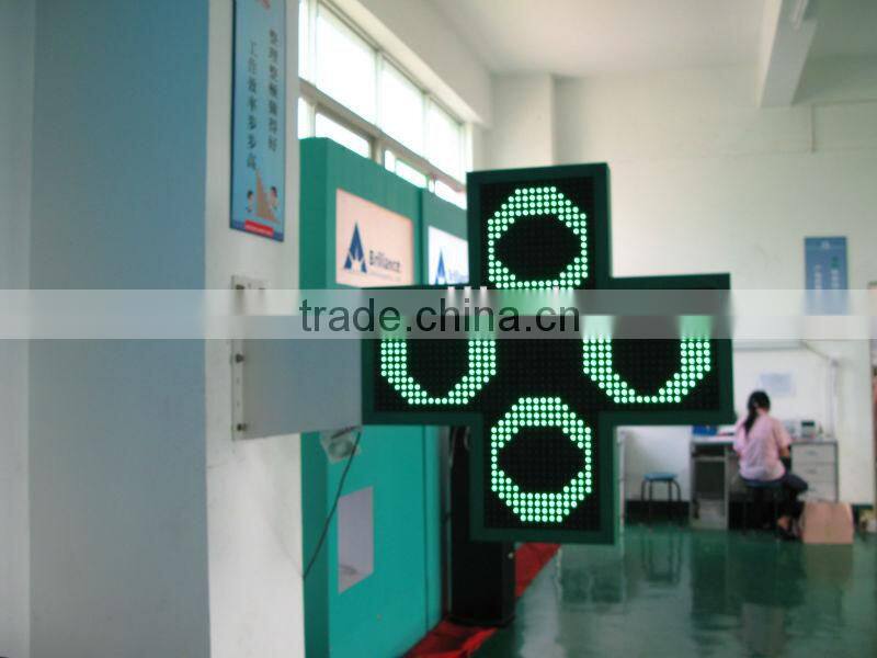 Outdoor Green 3D LED Pharmacy Cross for pharmacy shop