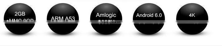 2016 Amlogic s905x A53 quad core 2g 8g Android 6.0 Marshmallow full hd 4k android tv box