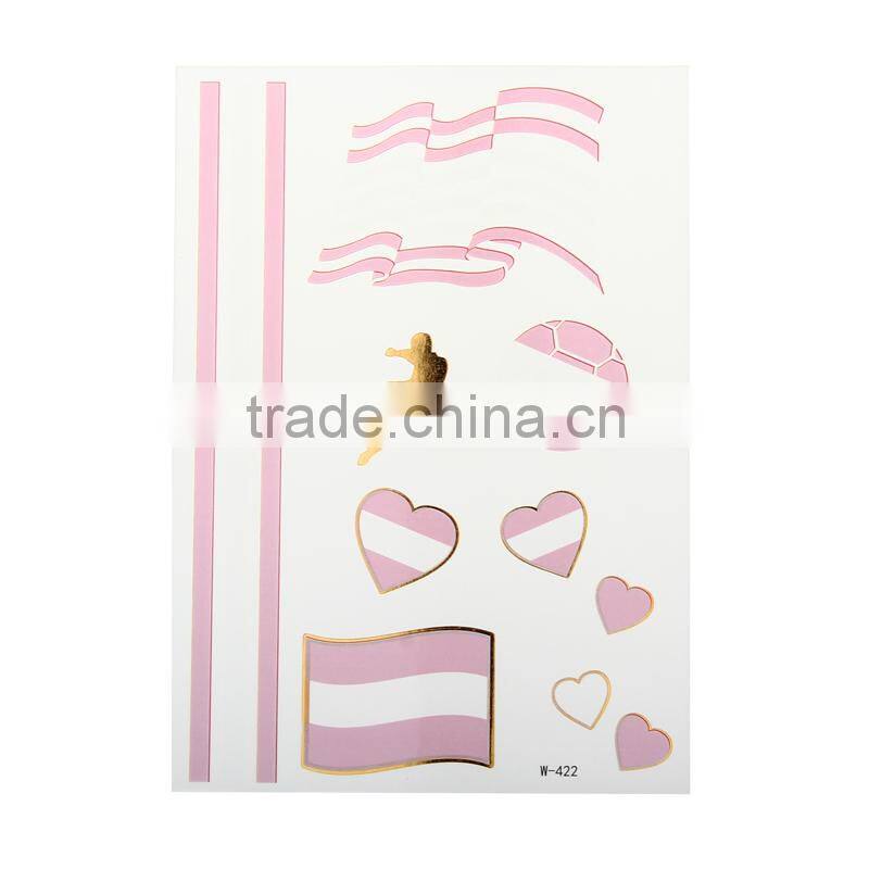 Beauty Sticker 2016 UEFA gold and silver tattoo stickers/world cup country flag tattoo sticker
