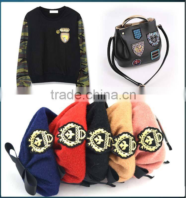 Cartoon design embroidery patch custom embroidery gold fish towel patch chenille patch sewing on towel
